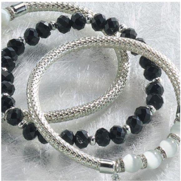 Studio 1886 Black and White Layers Stretch Bracelets New in Box - Picture 10 of 10